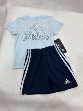 Boy’s Adidas Sky Blue Tee and Dark Blue Shorts Set